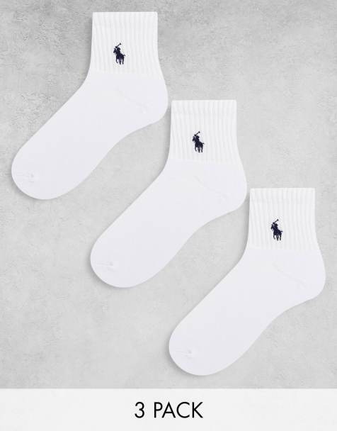 Polo Ralph Lauren icon logo 3 pack quarter socks in white - view 1