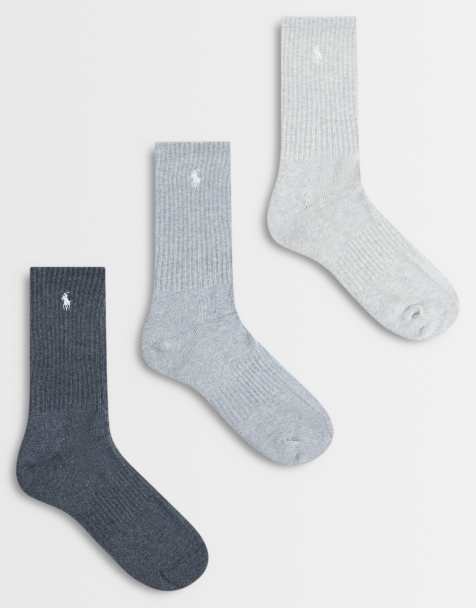Polo Ralph Lauren icon logo 3-pack strumpor med rund halsringning i grå multi - view 1