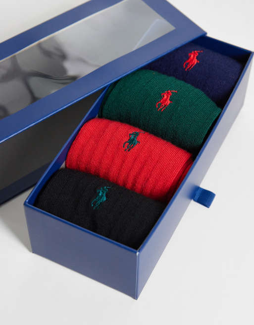 Polo Ralph Lauren icon logo 4 pack gift set socks in multi, 3 of 3