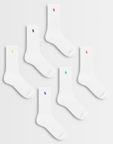 Polo Ralph Lauren icon logo 6-pack crew-strumpor i vitt med färgdetalj - view 1