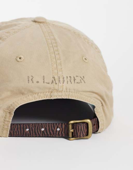 Polo Ralph Lauren icon logo baseball cap in beige khaki, 2 of 3