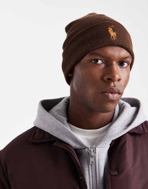 Polo Ralph Lauren icon logo beanie in brown - view 1