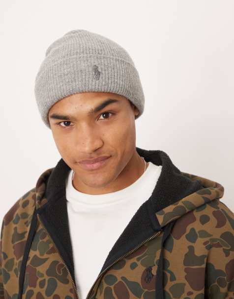 Polo Ralph Lauren icon logo beanie in light grey - view 1