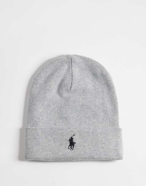 Polo Ralph Lauren icon logo beanie van merinowol in grijs - view 1