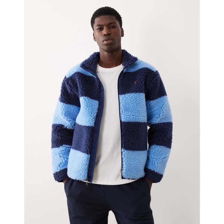 ジャケット・アウター POLO by RALPH LAUREN BULLDOG Jacket Polo Ralph Lauren icon logo block stripe full zip borg jacket in
