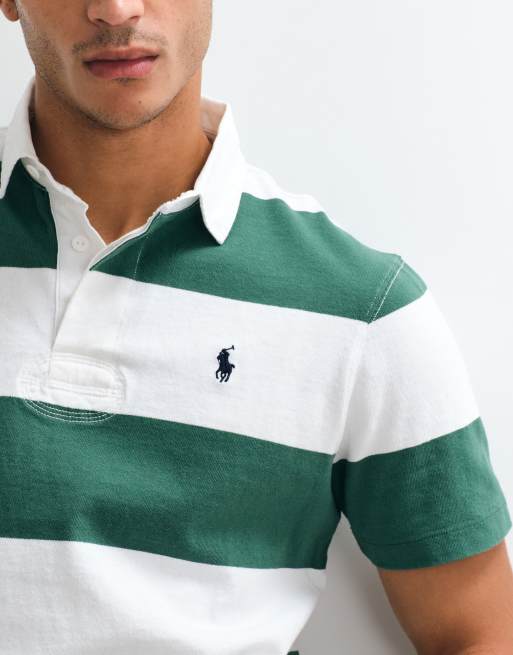 Polo Ralph Lauren icon logo block stripe rugby polo in green, 3 of 5