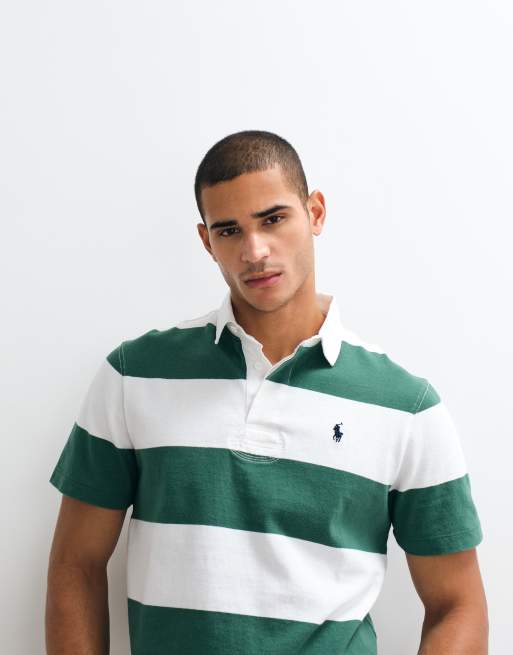 Polo Ralph Lauren icon logo block stripe rugby polo in green, 4 of 5