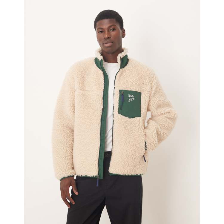 Polo Ralph Lauren icon logo borg sherpa zip through jacket in