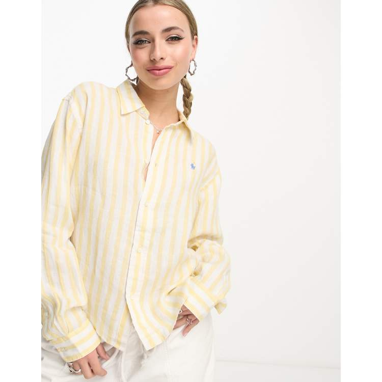 Polo ralph lauren outlet women's white linen shirt