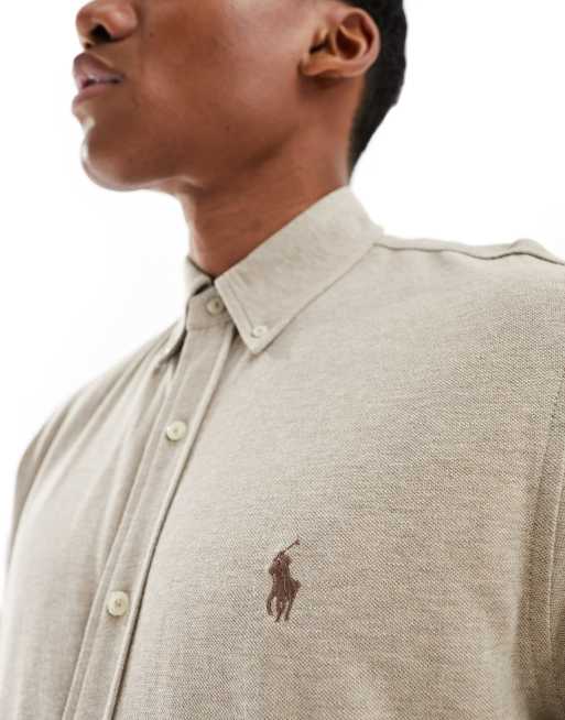 Camiseta Polo Pique Rain Hombre Beige