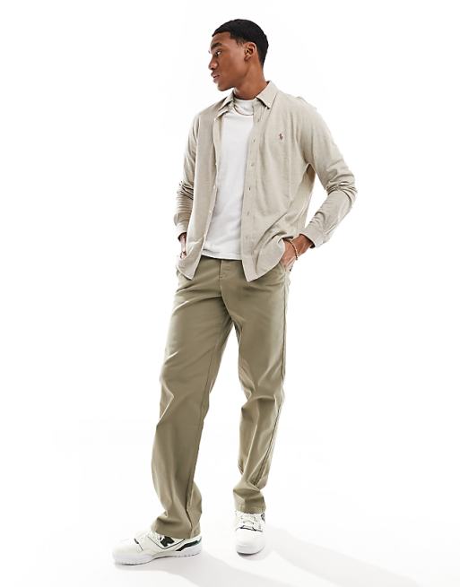 Polo Ralph Lauren icon logo button down pique shirt in beige Polo Ralph Lauren icon logo button down pique shirt in beige