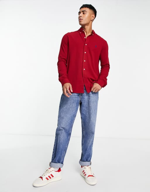 Red polo 2024 button up