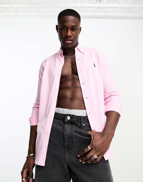 Polo Ralph Lauren icon logo button down pique shirt in pink - view 1