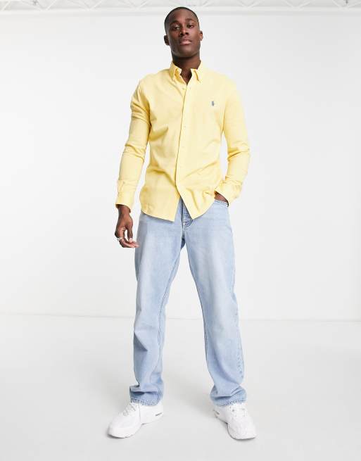 Ralph Lauren icon logo button shirt in yellow ASOS