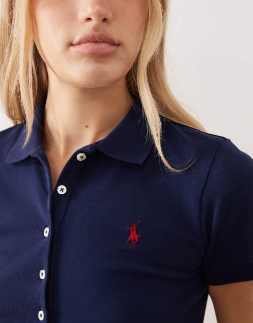 Polo Ralph Lauren icon logo buttoned polo shirt in navy | ASOS
