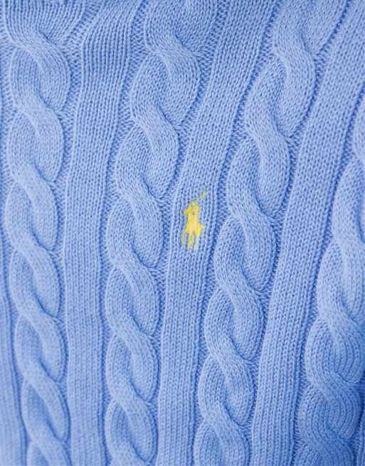 Polo Ralph Lauren icon logo cable jumper in blue, 3 of 5