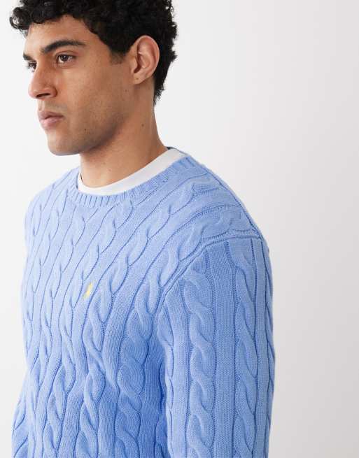 Polo Ralph Lauren icon logo cable jumper in blue, 4 of 5