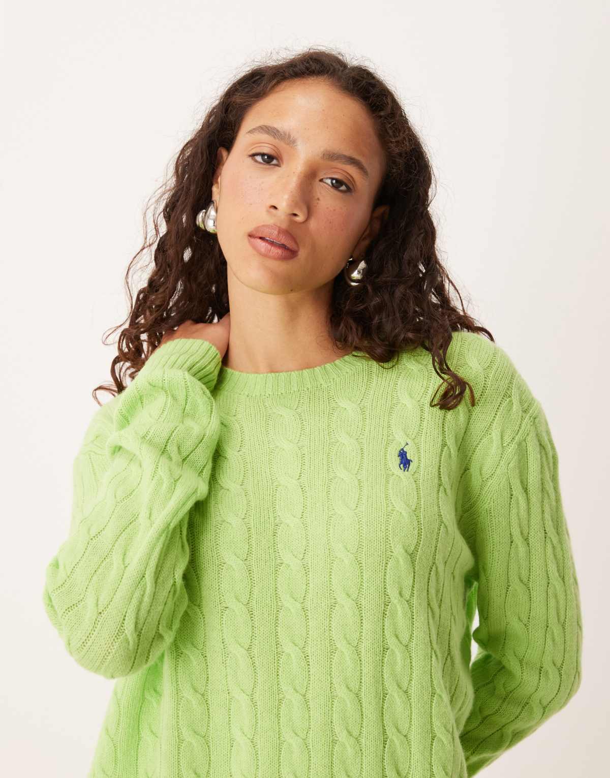 Polo Ralph Lauren icon logo cable knit jumper in green