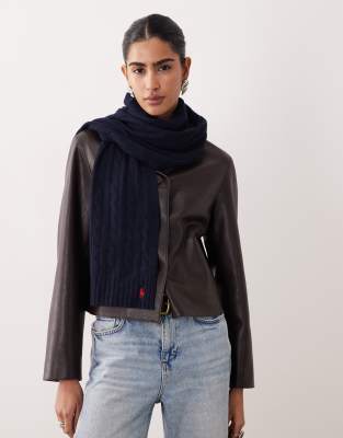 Polo Ralph Lauren Polo Ralph Lauren icon logo cable knit scarf in navy