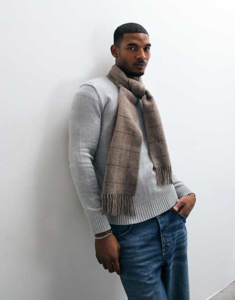 Polo Ralph Lauren icon logo check print scarf in beige - view 1