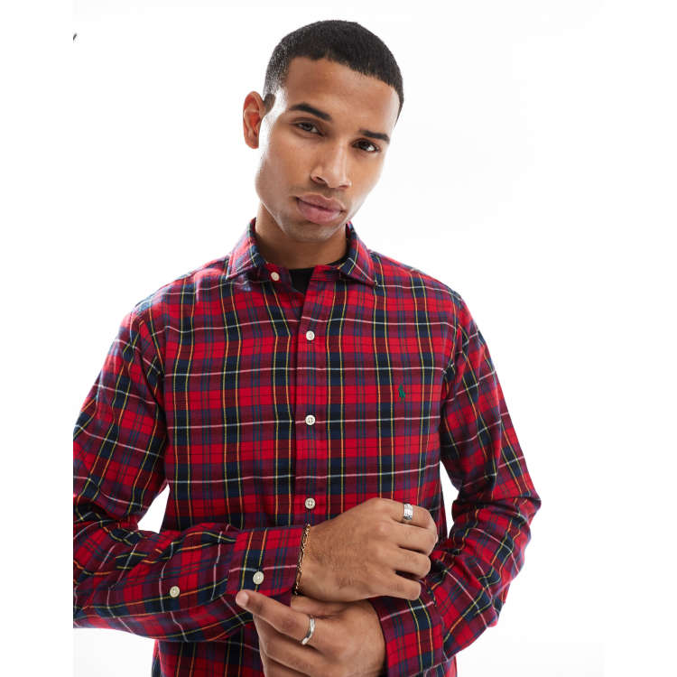 Polo Ralph Lauren icon logo check sanded twill shirt custom fit in