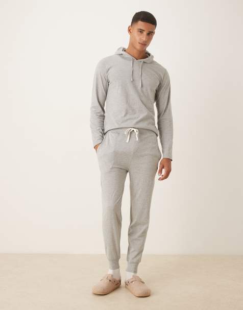 Polo Ralph Lauren icon logo co-ord cuffed lounge joggers in grey marl - view 1