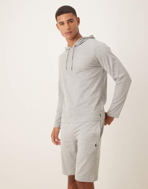 Polo Ralph Lauren icon logo co-ord lounge shorts in grey marl - view 1