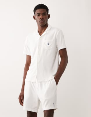 Polo Ralph Lauren Men's White Icon Logo Co-Ord Terry Cloth Shorts In