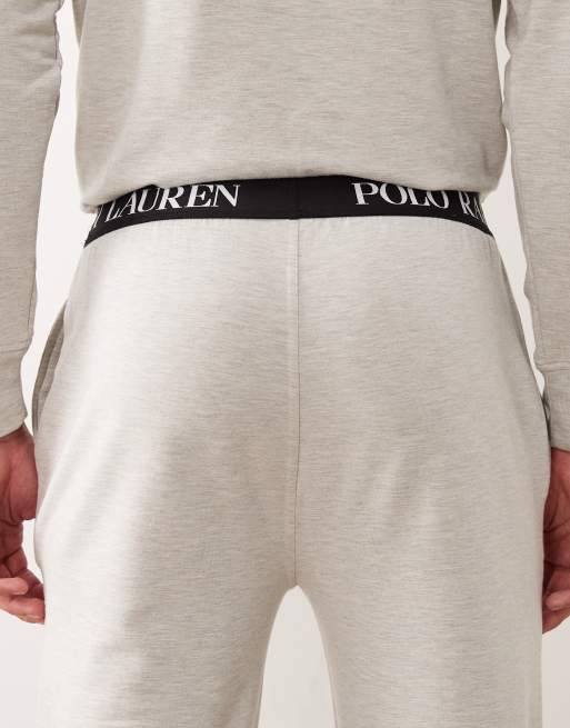 Polo Ralph Lauren icon logo co-ord waistband lounge joggers in grey marl, 4 of 5