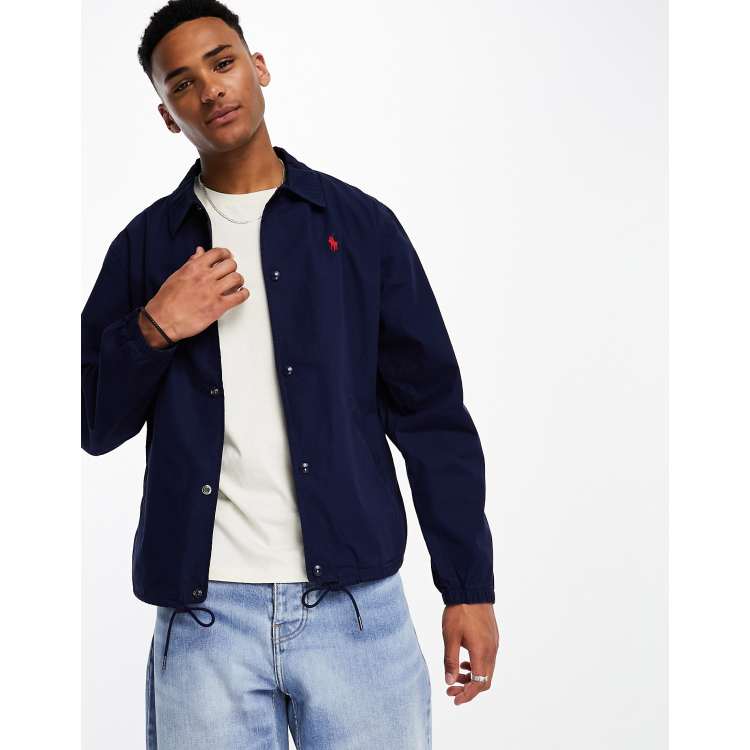 Polo Ralph Lauren icon logo coach jacket in navy | ASOS