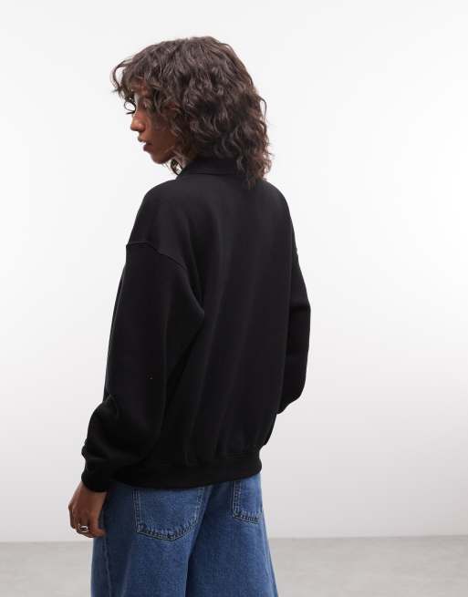 Polo Ralph Lauren icon logo collared rugby sweatshirt in black, 4 of 4