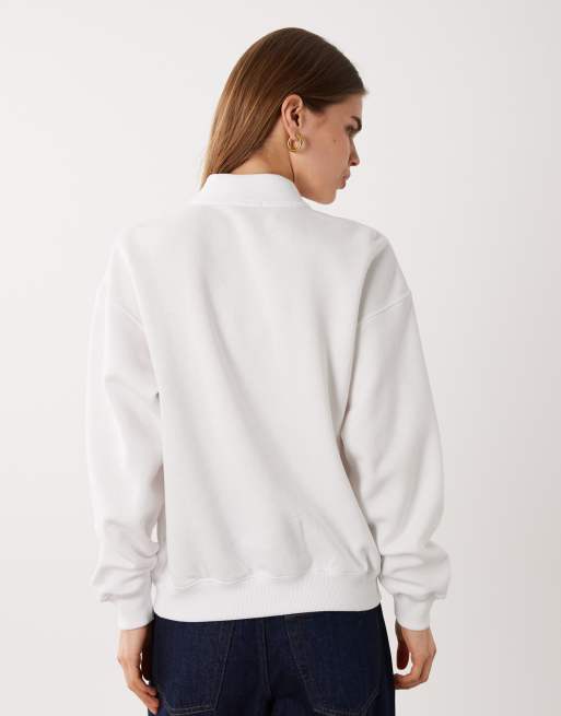 Polo Ralph Lauren icon logo collared rugby sweatshirt in white, 4 of 4
