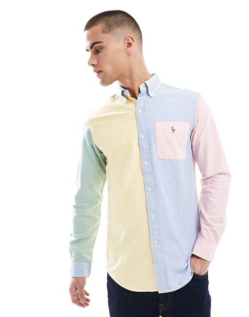 Polo Ralph Lauren icon logo color block oxford shirt in Polo Ralph Lauren icon logo color block oxford shirt in