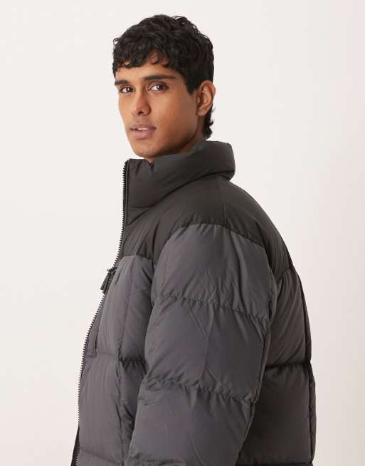 Polo Ralph Lauren icon logo colourblock ripstop puffer bomber jacket in black/grey, 5 of 5
