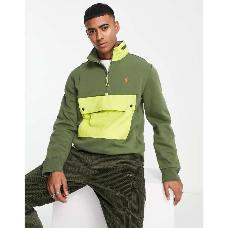 Polo Ralph Lauren icon logo contrast pocket & neck half zip