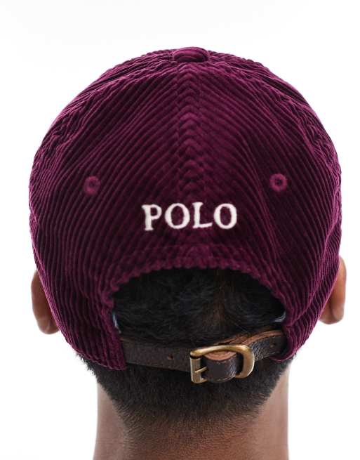 Polo Ralph Lauren icon logo cord baseball cap in burgundy | ASOS