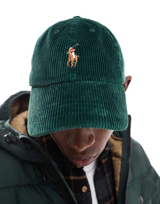 Polo Ralph Lauren icon logo cord baseball cap in dark green, 2 of 4