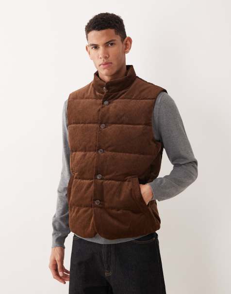 Polo Ralph Lauren icon logo cord gilet in tan - view 1