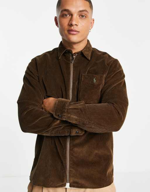 Polo Ralph Lauren icon logo cord overshirt jacket classic oversized fit in  brown | ASOS