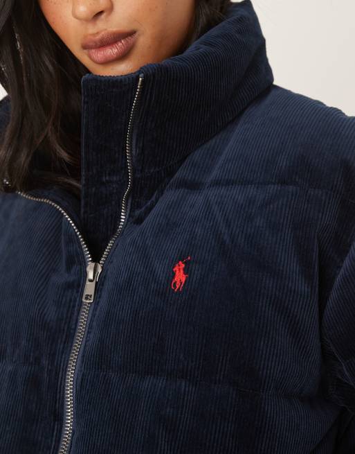 Polo Ralph Lauren icon logo cord puffer jacket in navy, 2 of 4