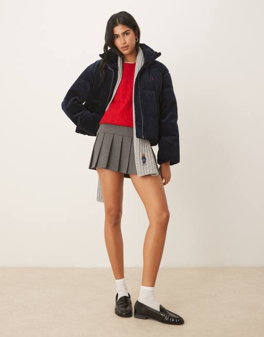 Polo Ralph Lauren icon logo cord puffer jacket in navy, 3 of 4