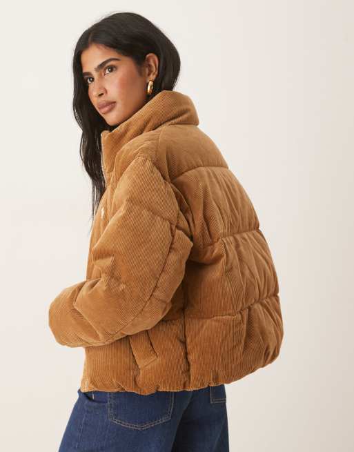 Polo Ralph Lauren icon logo cord puffer jacket in tan, 4 of 4