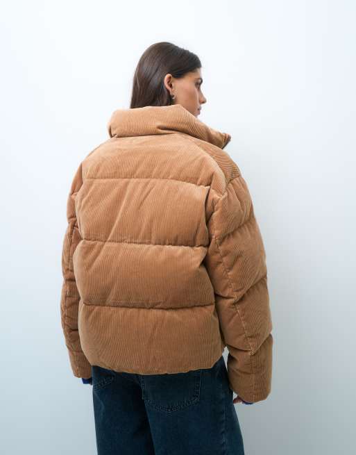 Polo Ralph Lauren icon logo cord puffer jacket in tan, 4 of 4