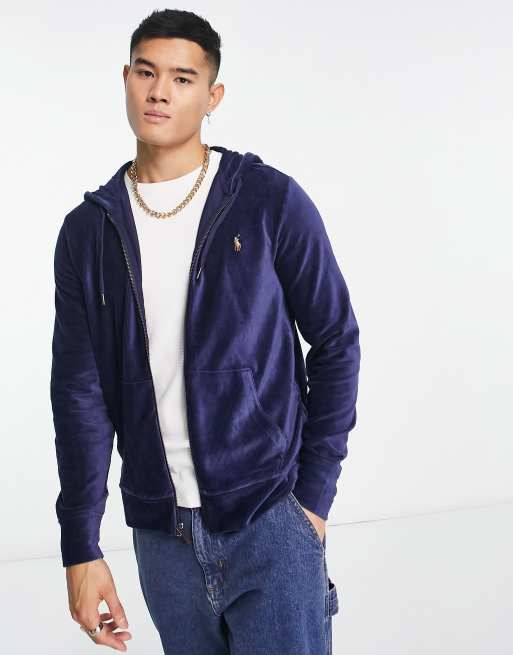 Navy blue polo hot sale zip up