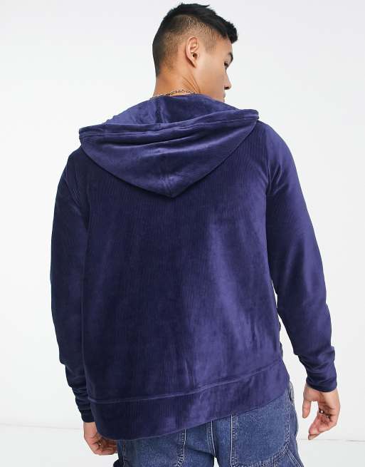 Polo Ralph Lauren icon logo cord sweat full zip hoodie in navy ASOS