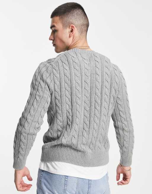 Ralph lauren cable 2024 knit jumper grey