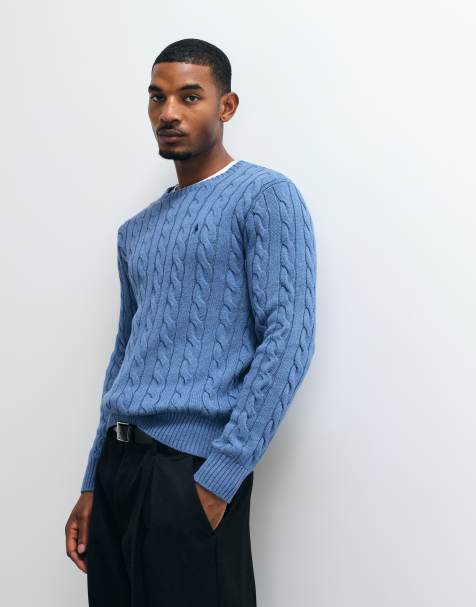 Polo Ralph Lauren icon logo cotton cable sweatshirt in blue - view 1