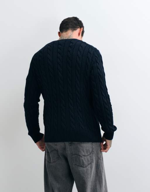 Polo Ralph Lauren icon logo cotton cable sweatshirt in navy, 4 of 10