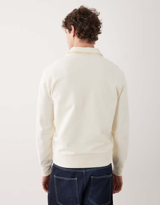 Polo Ralph Lauren icon logo cotton knit half zip jumper in cream, 3 of 5