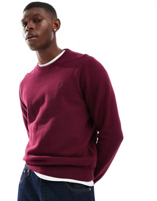 Polo Ralph Lauren icon logo cotton knit jumper in burgundy